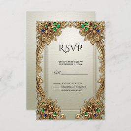 Elegante tarjeta RSVP de Ornate Gold