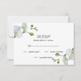 Elegante tarjeta RSVP de orquídeas blancas