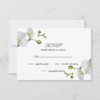 Elegante tarjeta RSVP de orquídeas blancas