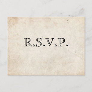 Elegante tarjeta RSVP de pergamino negro