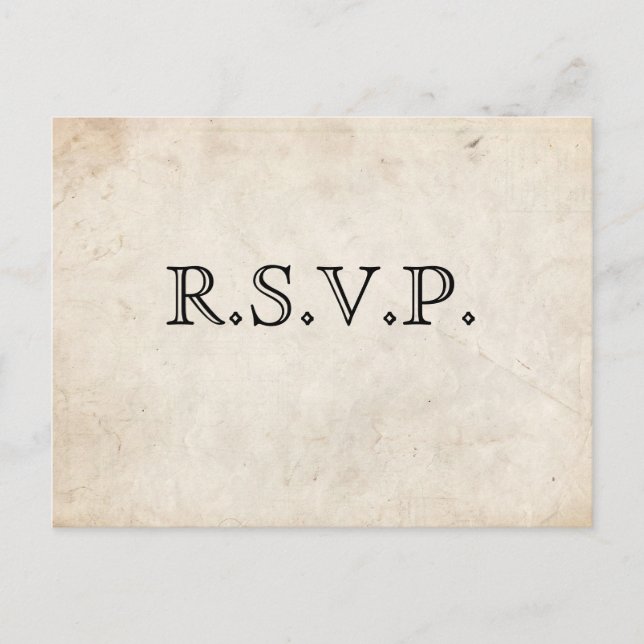 Elegante tarjeta RSVP de pergamino negro (Anverso)
