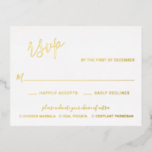 Elegante tarjeta RSVP de Relieve metalizado Boda m