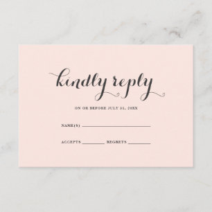 Elegante tarjeta RSVP de Rubor y Boda Gris