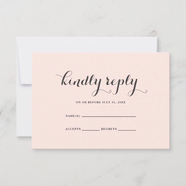 Elegante tarjeta RSVP de Rubor y Boda Gris (Anverso)