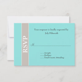 Elegante tarjeta RSVP de Taupe y Aqua Blue Wedding