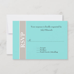 Elegante tarjeta RSVP de Taupe y Aqua Blue Wedding