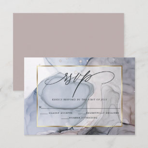 Elegante tarjeta RSVP de tinta de mármol moderna