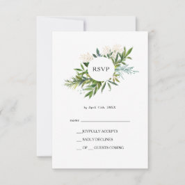 Elegante tarjeta RSVP de vegetación de oliva