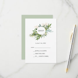 Elegante tarjeta RSVP de vegetación de oliva