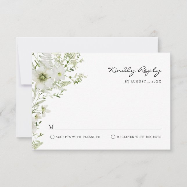 Elegante tarjeta RSVP de Verdor (Anverso)