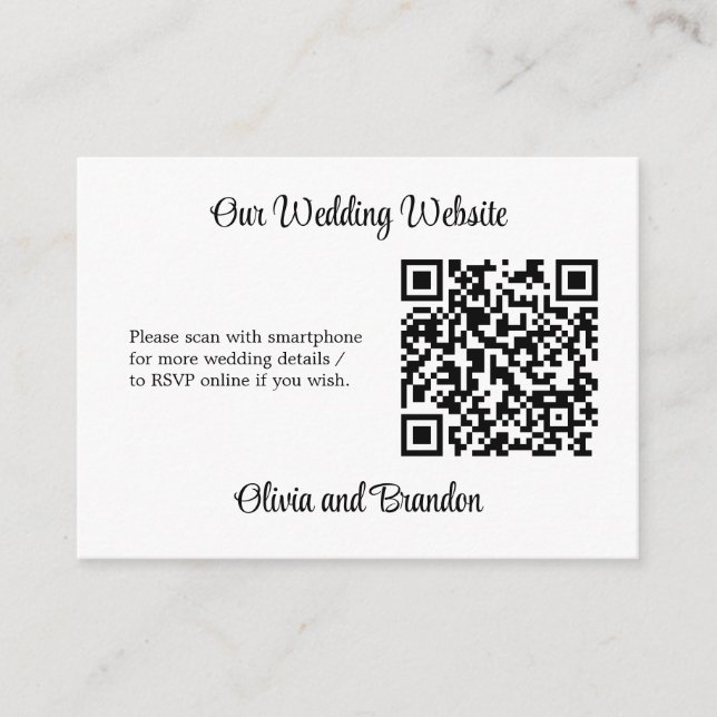 Elegante tarjeta RSVP del sitio web de código QR M (Anverso)