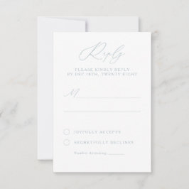 Elegante tarjeta RSVP Dusty Blue & White Caligraph