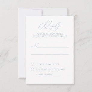 Elegante tarjeta RSVP Dusty Blue & White Caligraph