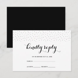Elegante tarjeta RSVP en blanco y negro con puntos
