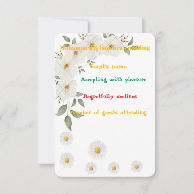 Elegante Tarjeta RSVP Floral - Ampliación personal (Anverso)