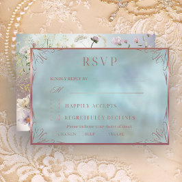 Elegante tarjeta RSVP floral azul