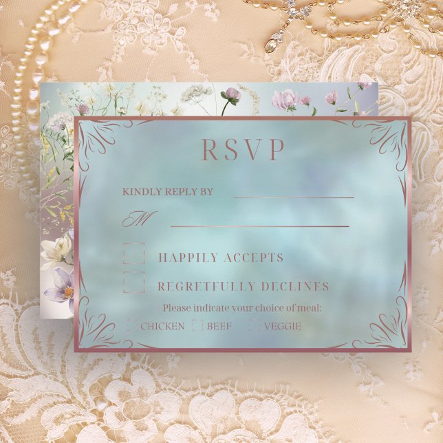 Elegante tarjeta RSVP floral azul (Subido por el creador)