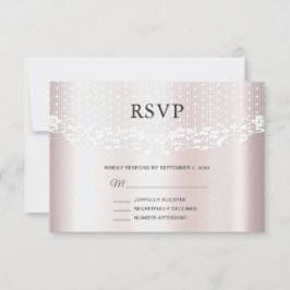 Elegante tarjeta RSVP floral de encaje blanco
