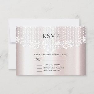 Elegante tarjeta RSVP floral de encaje blanco