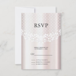 Elegante tarjeta RSVP floral de encaje blanco