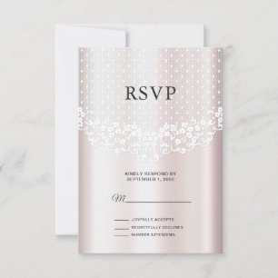 Elegante tarjeta RSVP floral de encaje blanco