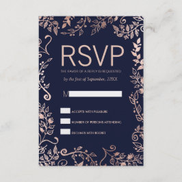 Elegante tarjeta RSVP floral de Rosa azul de la ma