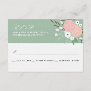 Elegante tarjeta RSVP floral - menta