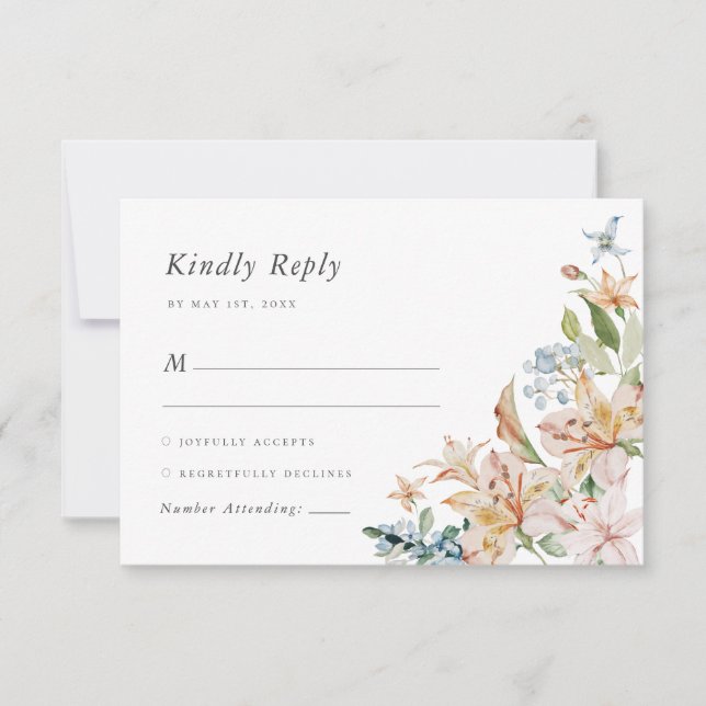 Elegante tarjeta RSVP floral moderna (Anverso)