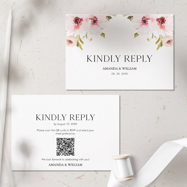 Elegante tarjeta RSVP floral para Bodas (Subido por el creador)