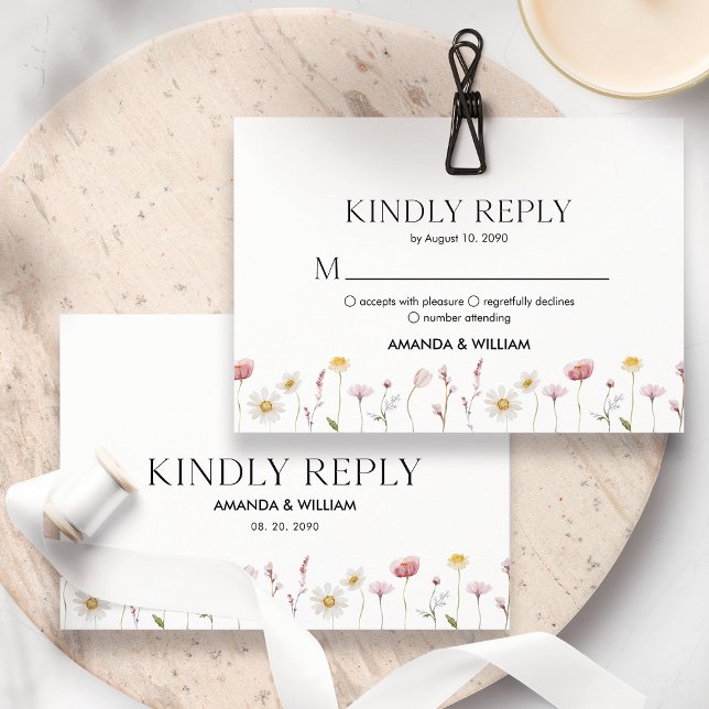 Elegante tarjeta RSVP floral para Bodas (Subido por el creador)