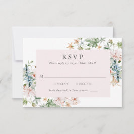 Elegante tarjeta RSVP floral rosa