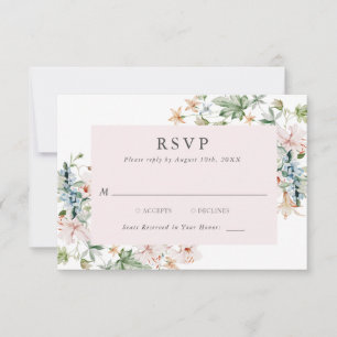 Elegante tarjeta RSVP floral rosa