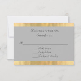 Elegante tarjeta RSVP Gray and Gold Wedding