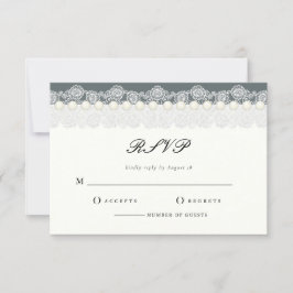 Elegante tarjeta RSVP Lace And Pearls