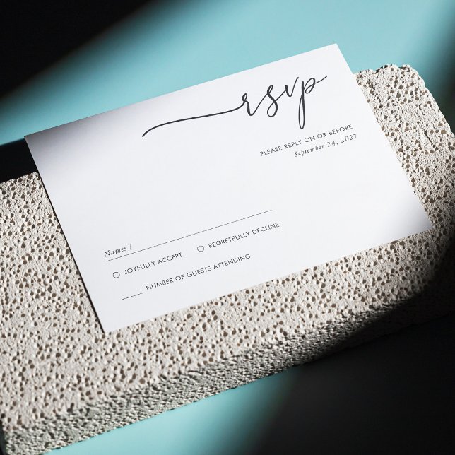 Elegante tarjeta RSVP manuscrita Minimalista (Elegant Minimalist Handwritten Script Wedding RSVP Card)