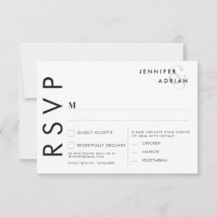 Elegante Tarjeta RSVP Minimal Blanco Moderno
