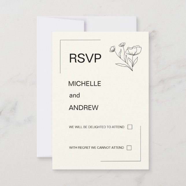 Elegante tarjeta RSVP Minimalista (Anverso)
