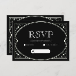Elegante tarjeta Rsvp Minimalista en blanco y negr