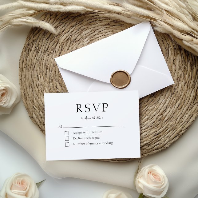 Elegante tarjeta RSVP moderna en blanco y negro (Subido por el creador)