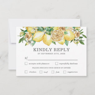 Elegante Tarjeta RSVP para Boda con flores de limó