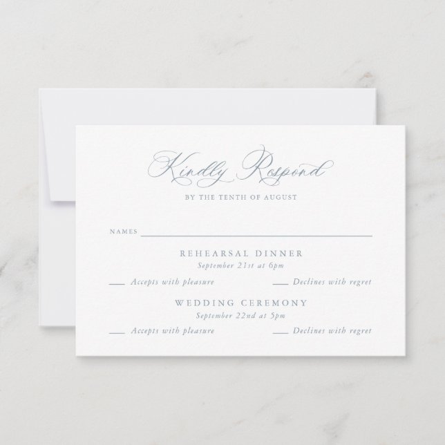 Elegante tarjeta RSVP para Boda de eventos múltipl (Anverso)