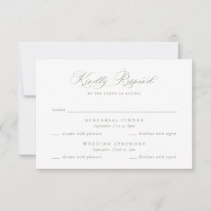 Elegante tarjeta RSVP para Boda de eventos múltipl