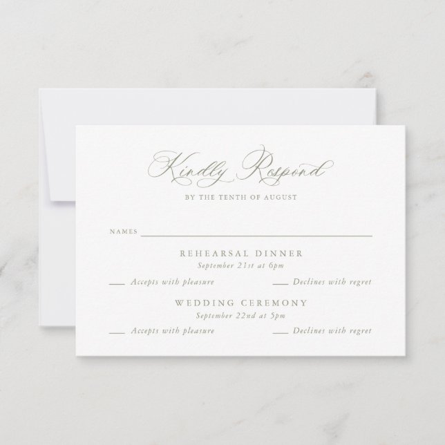 Elegante tarjeta RSVP para Boda de eventos múltipl (Anverso)