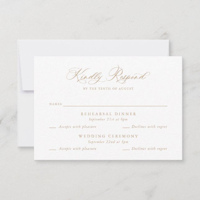Elegante tarjeta RSVP para Boda de eventos múltipl (Anverso)