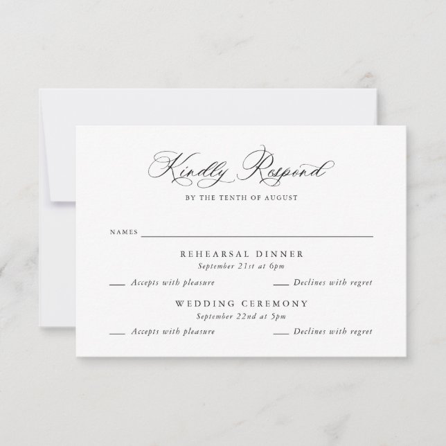 Elegante tarjeta RSVP para Boda de eventos múltipl (Anverso)
