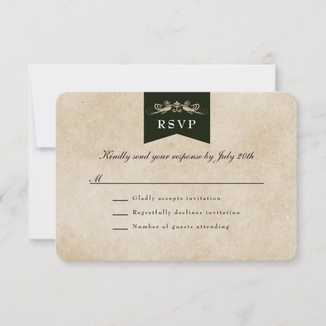 Elegante Tarjeta RSVP para Boda Temática de Biblio (Anverso)