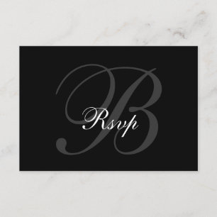 Elegante tarjeta RSVP para Bodas Gris negro