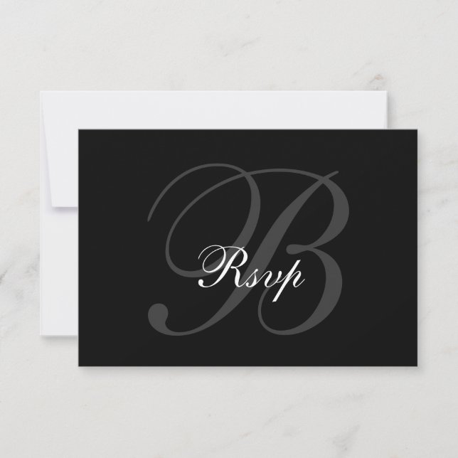 Elegante tarjeta RSVP para Bodas Gris negro (Anverso)