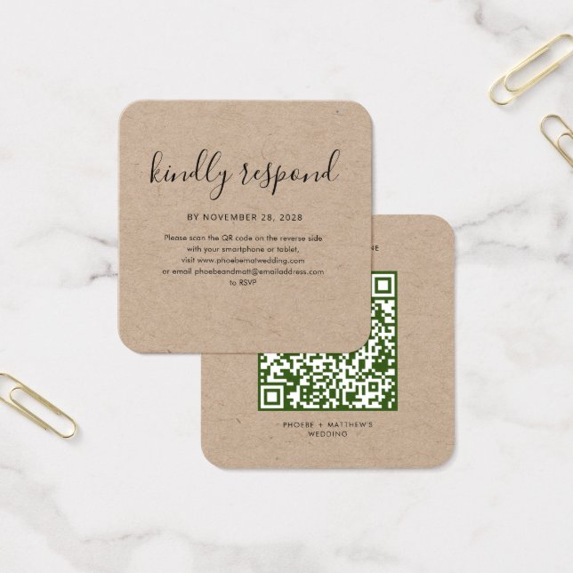 Elegante tarjeta RSVP para el Boda de código QR (Oficina)