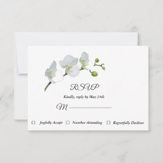 Elegante tarjeta RSVP para orquídeas blancas